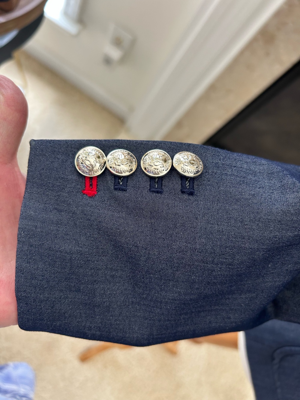 Tommy Hilfiger Navy Embroidered Crest Blazer - Picture 5 of 10